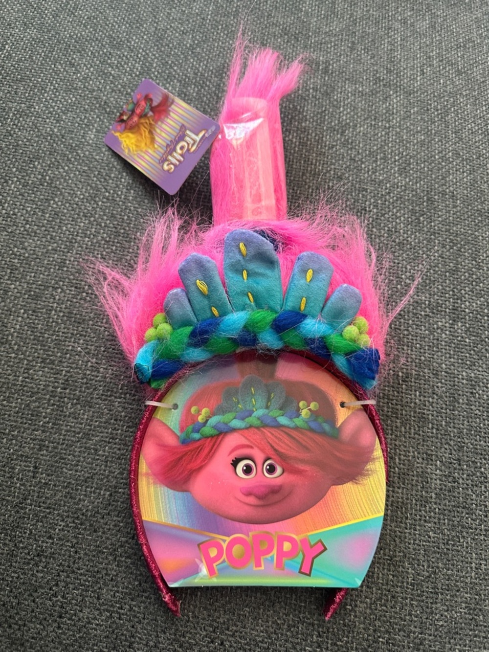 Trolls Poppy Pink Headband with Blue-Green Braided Accents